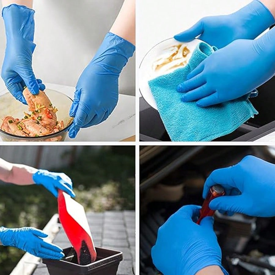 Nitrile Mechanic Glove - 100pcs Heavy Duty Nitrile Disposable Gloves,