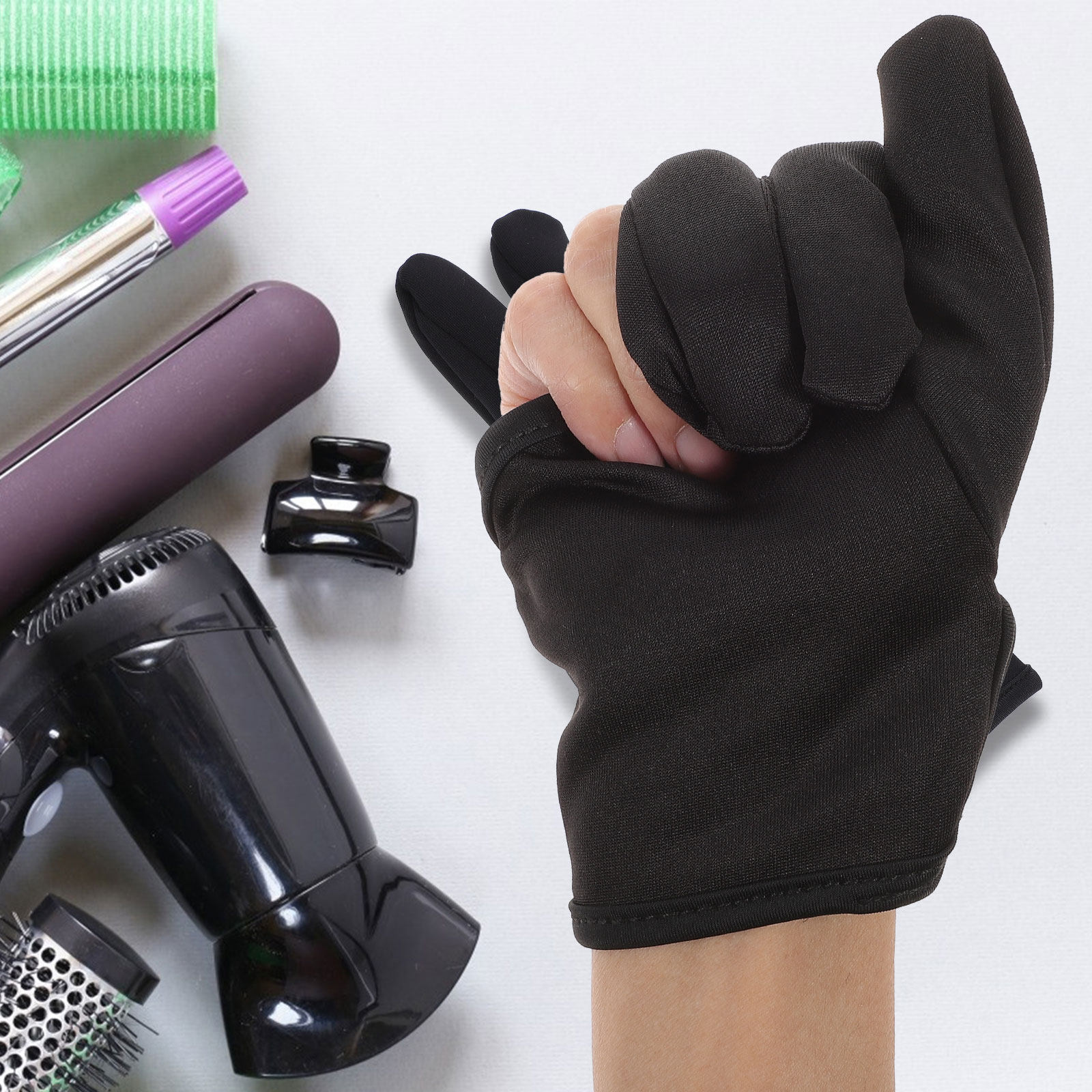 Heat Resistant Glove - Hairdressing Glove 3 Fingers Black Heat
