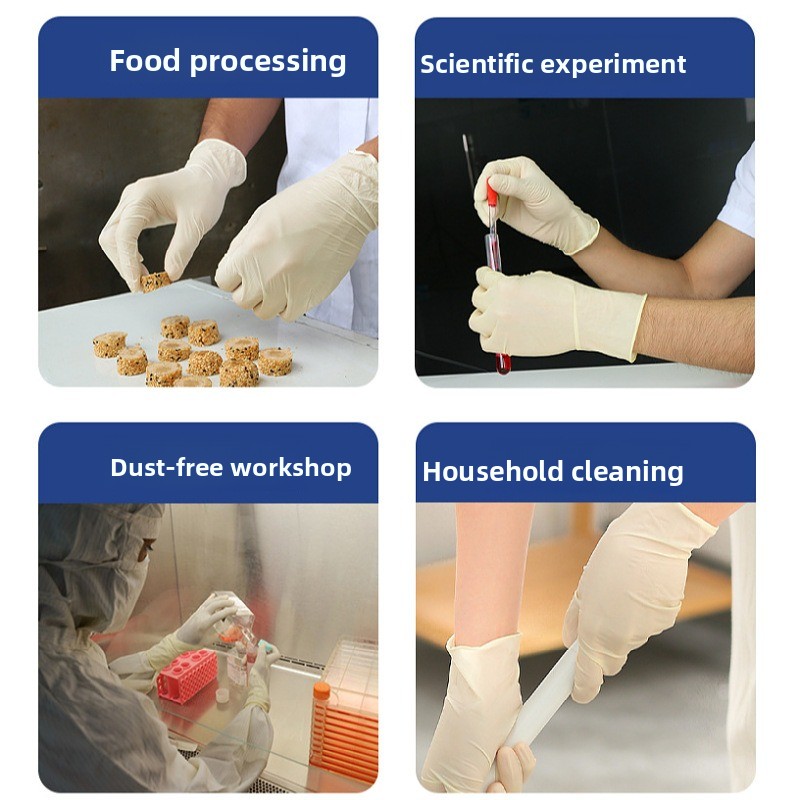 Latex Disposable Glove - 100PCS of Protective Rubber Gloves, 9-inch
