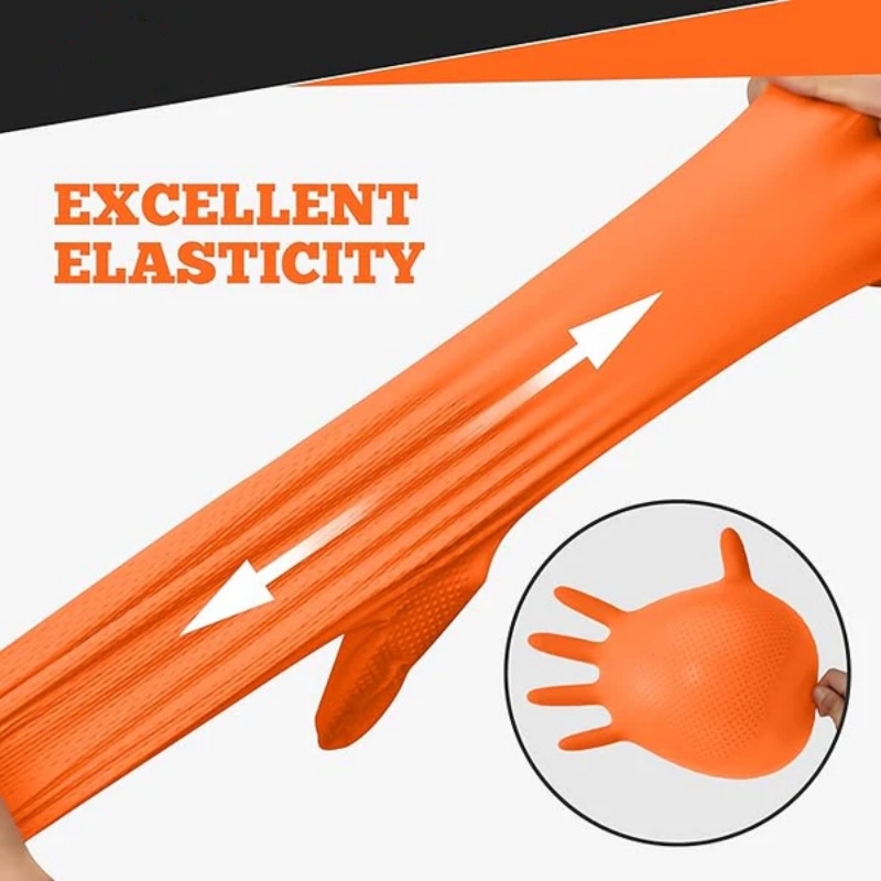 Heavy Duty Orange Nitrile Glov - Nitrile Mechanic Glove review and price