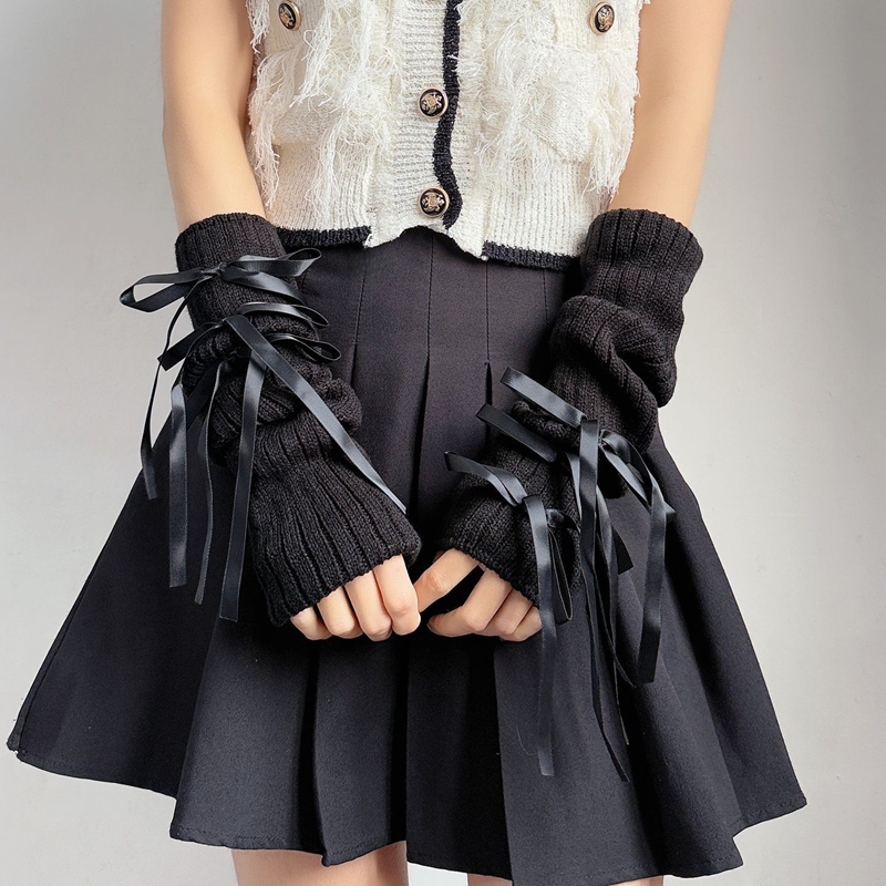 Sweet Ribbon Bow Knitted Warm  - Fingerless Glove Knit review and price