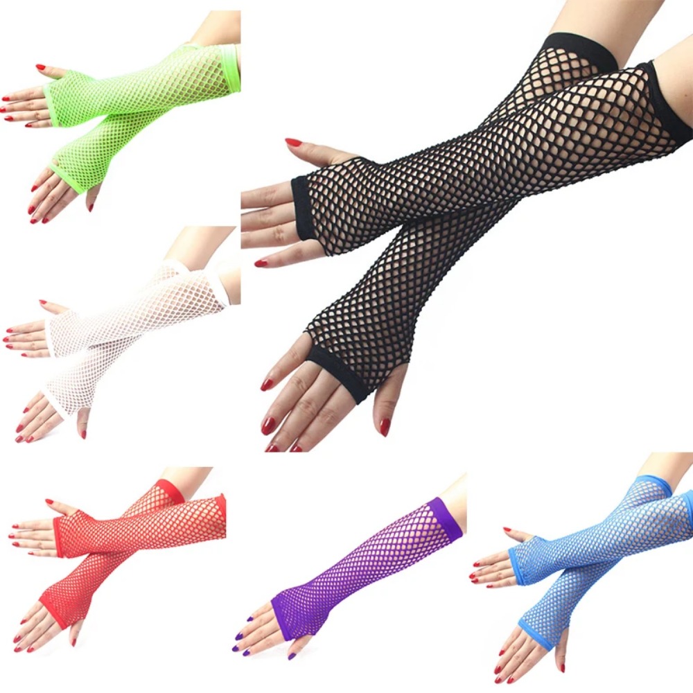 Neon Fishnet Long Fingerless G - Fingerless Glove Knit review and price