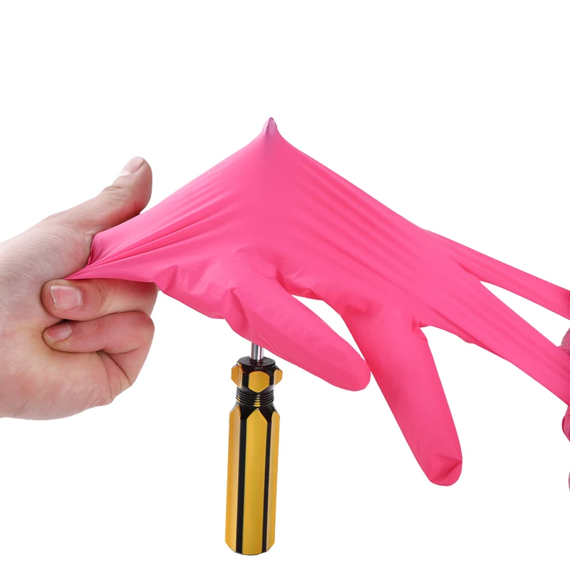 Pink Black Disposable Nitrile  - Nitrile Mechanic Glove review and price