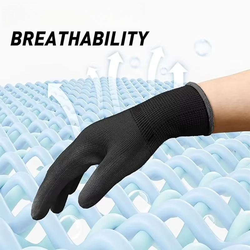 6/12/18PCS Black PU Coating Gl - Nitrile Mechanic Glove review and price
